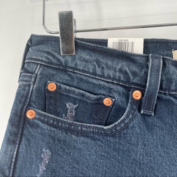 LEVI’S Wedgie Denim Jeans High Rise Tapered Leg Raw Hem Crop 99% Cotton NWT SZ29 - Picture 7 of 16